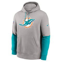 Nike Miami Dolphins 2024 Sideline Club Pullover Hoodie Gray