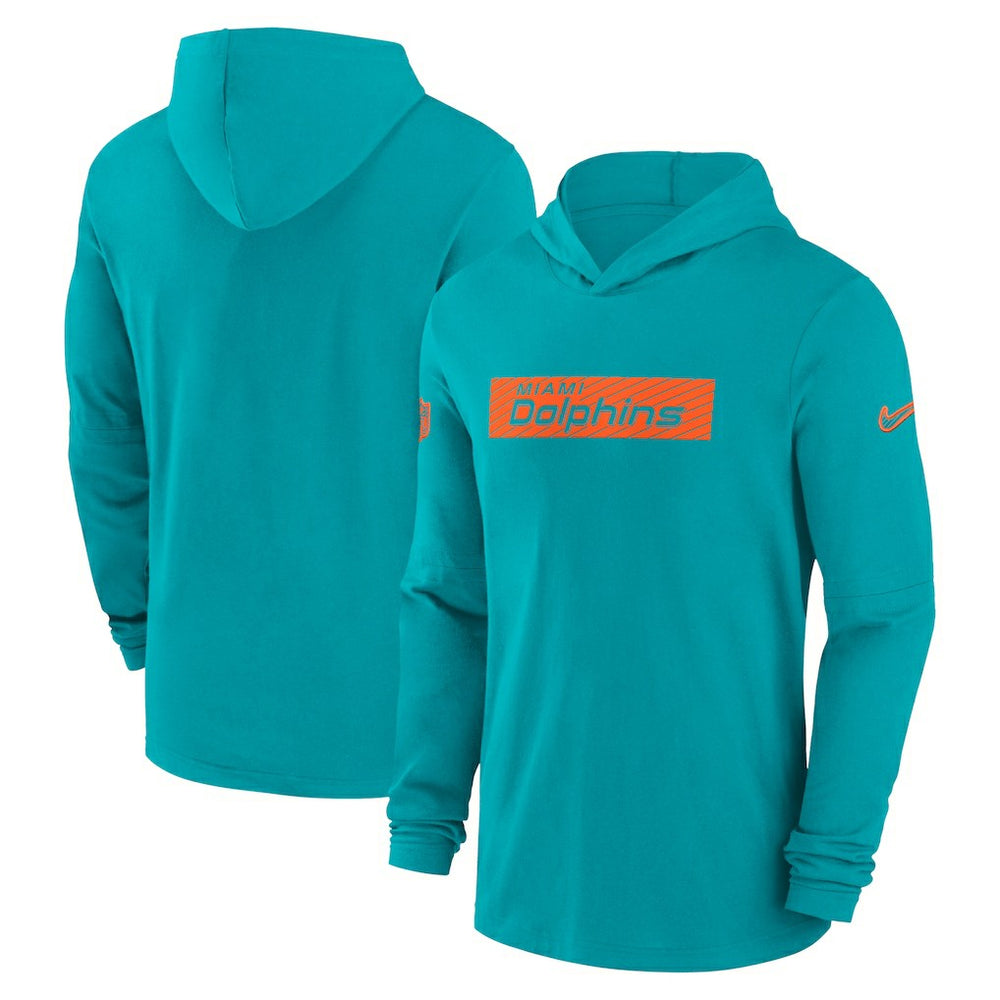 Nike Miami Dolphins 2024/25 Sideline Performance Long Sleeve Hoodie T-Shirt Aqua