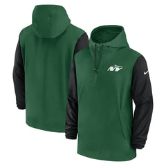 Nike New York Jets 2024/25 Sideline Pre-Game Player 1/2-Zip Hoodie Jacket Green/Black