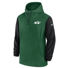 Nike New York Jets 2024/25 Sideline Pre-Game Player 1/2-Zip Hoodie Jacket Green/Black