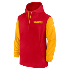 Nike Kansas City Chiefs 2024/25 Sideline Pre-Game Player 1/2-Zip Hoodie Jacket Red/Gold