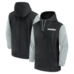 Nike Las Vegas Raiders 2024/25 Sideline Pre-Game Player 1/2-Zip Hoodie Jacket Black/Silver