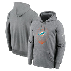Nike Miami Dolphins Icon Performance Pullover Hoodie Heather Gray