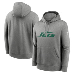 Nike New York Jets Rewind Club Logo Pullover Hoodie Heather Gray