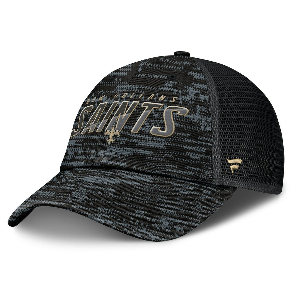Fanatics New Orleans Saints Challenge Trucker Adjustable Hat Heather Black