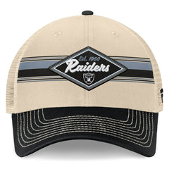 Fanatics Las Vegas Raiders Diamond Stripe Trucker Adjustable Hat Natural/Black