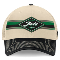 Fanatics New York Jets Diamond Stripe Trucker Adjustable Hat Natural/Black