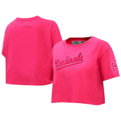St. Louis Cardinals Pro Standard Women's Triple Pink Boxy Cropped T-Shirt - Pink - MLB Lifestyle