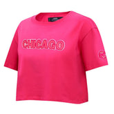 Chicago Cubs Pro Standard Women's Triple Pink Boxy Cropped T-Shirt - Pink - MLB Lifestyle