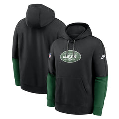 Nike New York Jets Throwback Logo Club Tri-Blend Pullover Hoodie Black