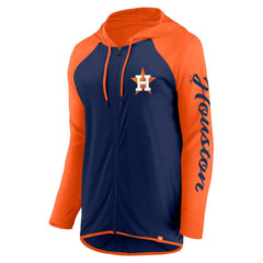 Houston Astros Fanatics Women's Script Sleeve Full-Zip Hoodie - Navy/Orange - Fanatics Lifestyle