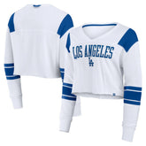 Los Angeles Dodgers Fanatics Women's Stretch Cropped Fashion Long Sleeve T-Shirt - White - Fanatics Discount