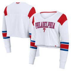 Philadelphia Phillies Fanatics Women's Stretch Cropped Fashion Long Sleeve T-Shirt - White - Fanatics Online
