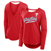 Philadelphia Phillies Fanatics Women's Core Boat Neck Long Sleeve T-Shirt - Red - Fanatics Online