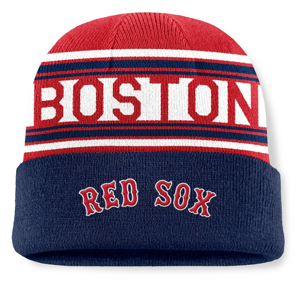 Boston Red Sox Fanatics Fundamental Team Stripe Cuffed Knit Hat - Navy - Fanatics Online