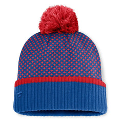 Chicago Cubs Fanatics Women's Fundamental Jacquard Cuffed Knit Hat with Pom - Royal - Fanatics on Sale