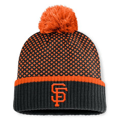 San Francisco Giants Fanatics Women's Fundamental Jacquard Cuffed Knit Hat with Pom - Black - Fanatics on Sale