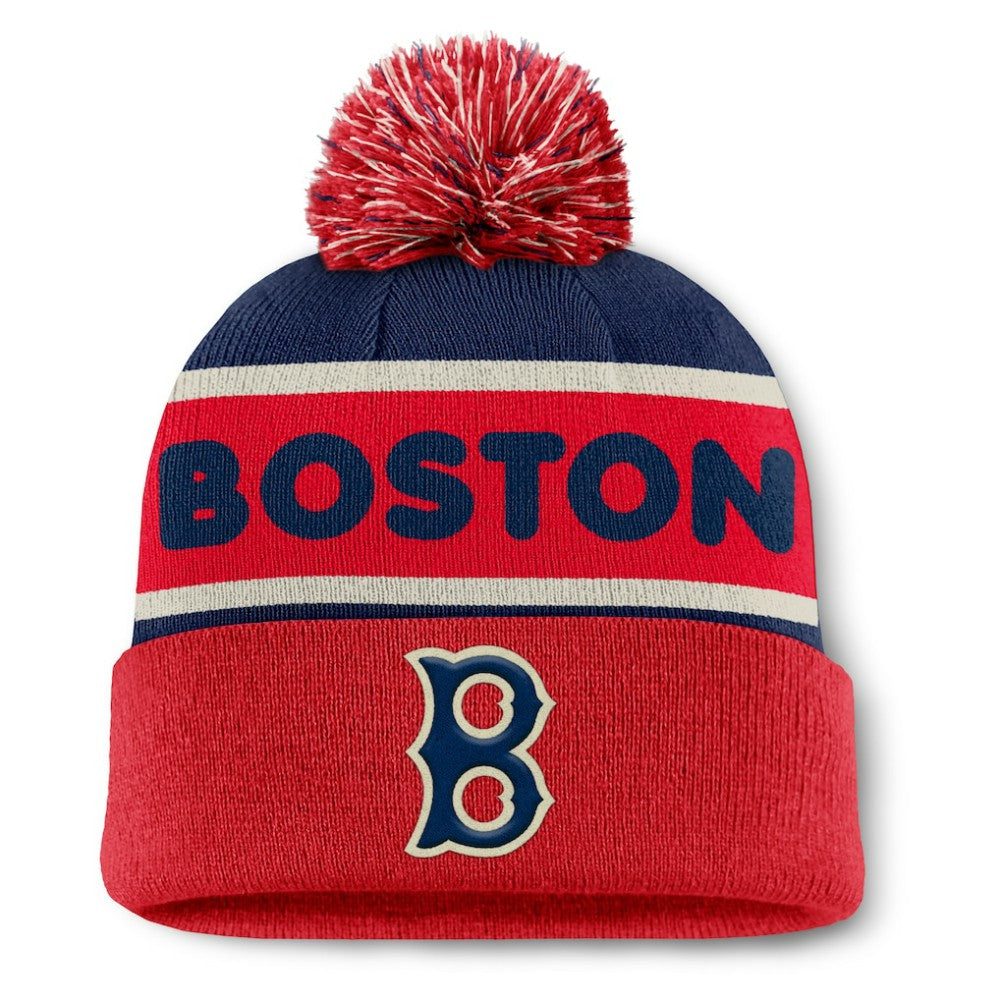 Boston Red Sox Fanatics Heritage Cuffed Knit Hat with Pom - Navy - Fanatics Lifestyle