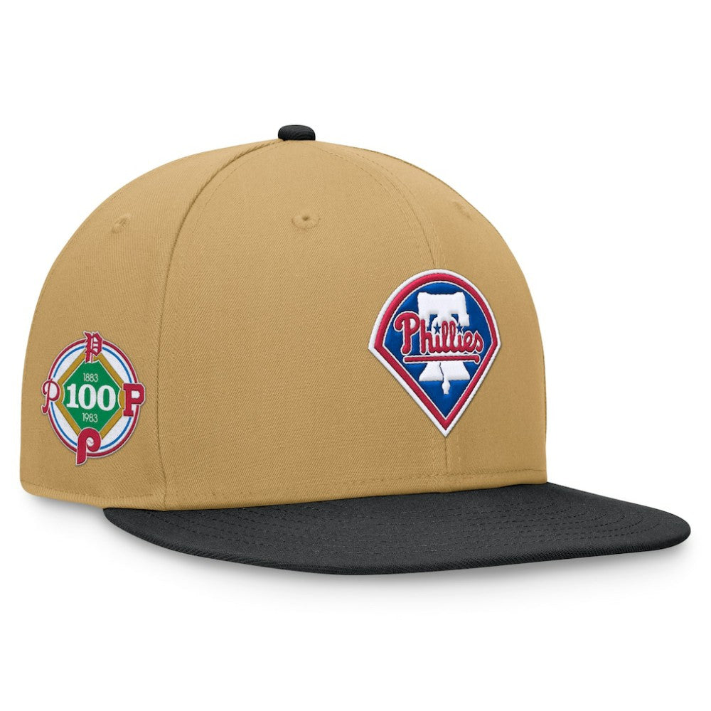 Philadelphia Phillies Fanatics Heritage Two-Tone Fitted Hat - Khaki/Black - Fanatics Lifestyle