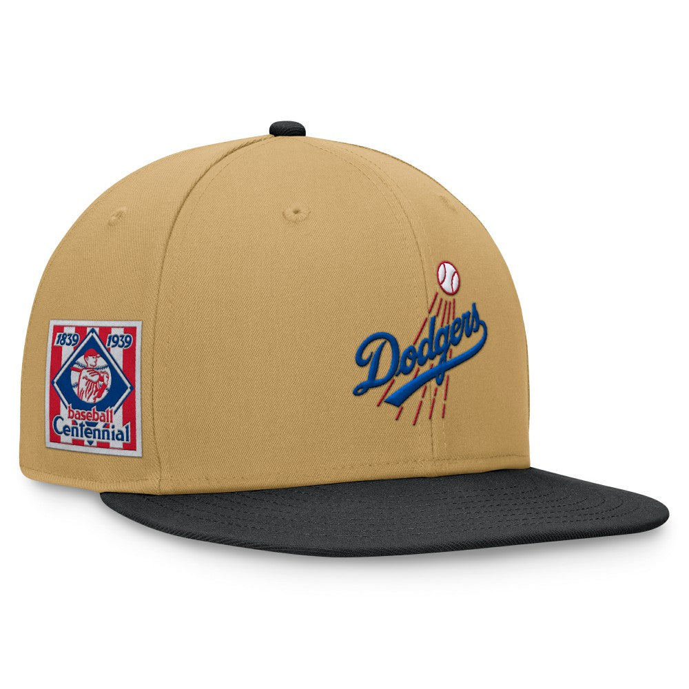Los Angeles Dodgers Fanatics Heritage Two-Tone Fitted Hat - Khaki/Black - Fanatics Lifestyle