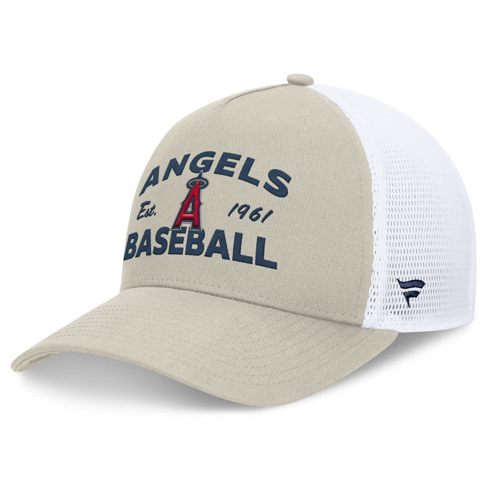 Los Angeles Angels Fanatics A-Frame Trucker Adjustable Hat - Stone - Fanatics Discount