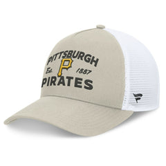Pittsburgh Pirates Fanatics A-Frame Trucker Adjustable Hat - Stone - Fanatics Discount
