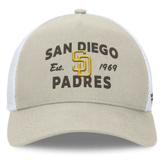 San Diego Padres Fanatics A-Frame Trucker Adjustable Hat - Stone - Fanatics Sale