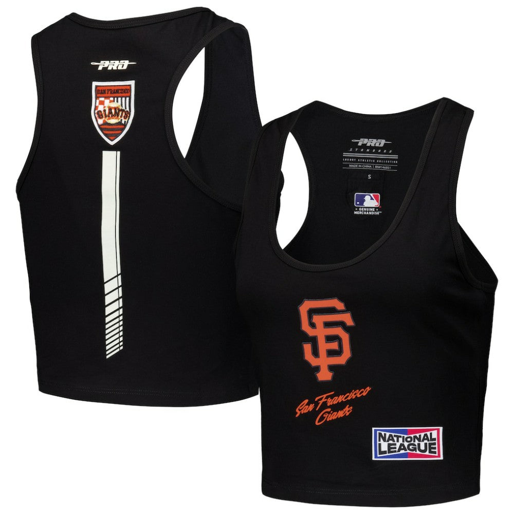 San Francisco Giants Pro Standard Women's Fast Lane Fitted Tri-Blend Cropped Tank Top - Black - MLB on Sale