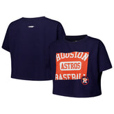 Houston Astros Pro Standard Women's Made To Play Boxy Cropped T-Shirt - Navy - MLB Online
