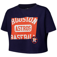 Houston Astros Pro Standard Women's Made To Play Boxy Cropped T-Shirt - Navy - MLB Online
