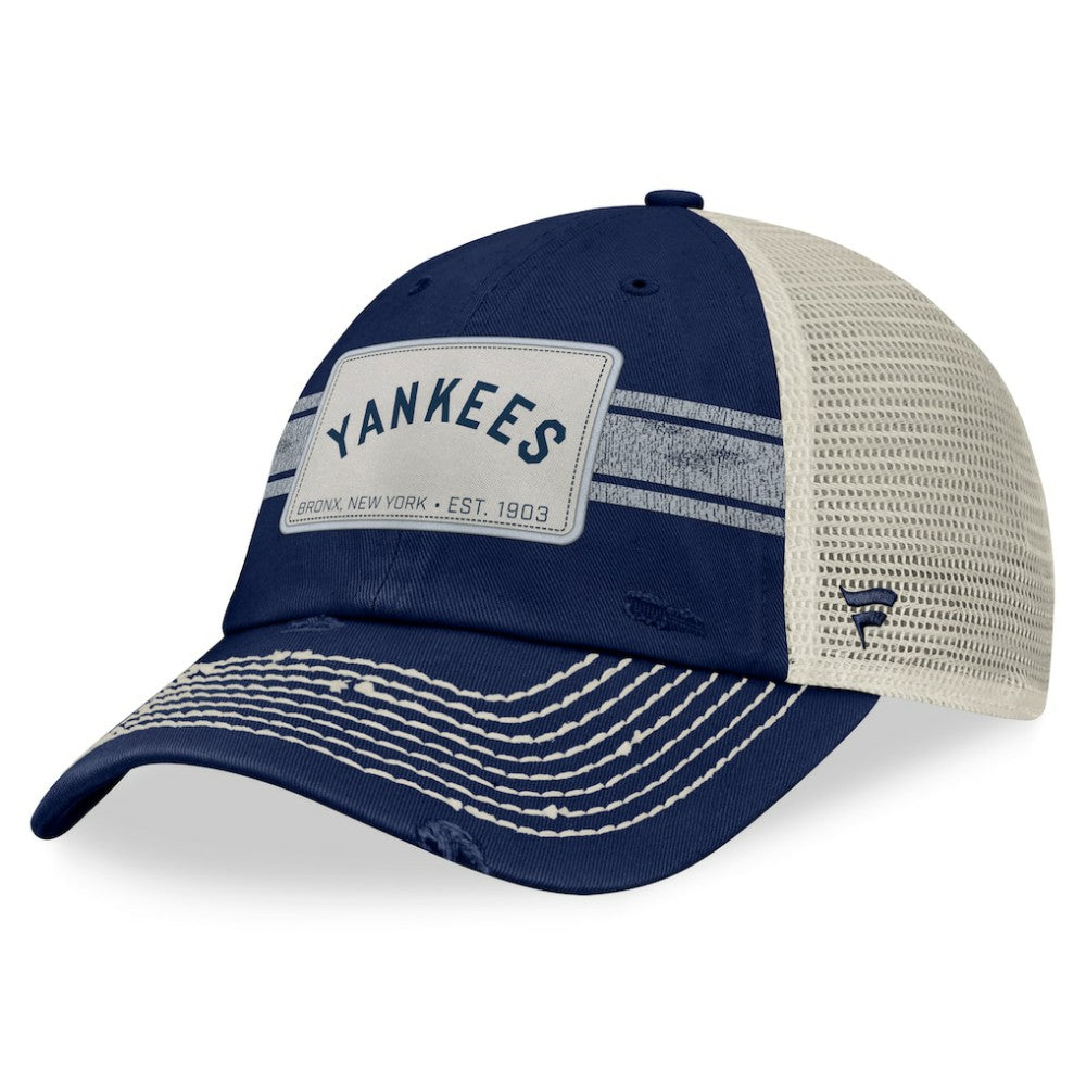 New York Yankees Fanatics Heritage Stripe Trucker Adjustable Hat - Navy/Natural - Fanatics on Sale