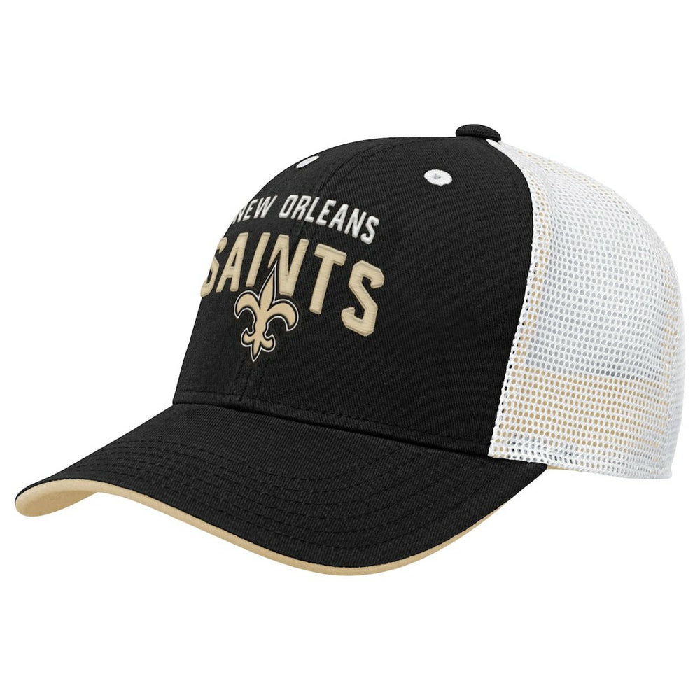 New Orleans Saints Youth Core Lockup Trucker Adjustable Hat Black
