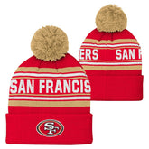 San Francisco 49ers Youth Jacquard Cuffed Knit Hat with Pom Scarlet