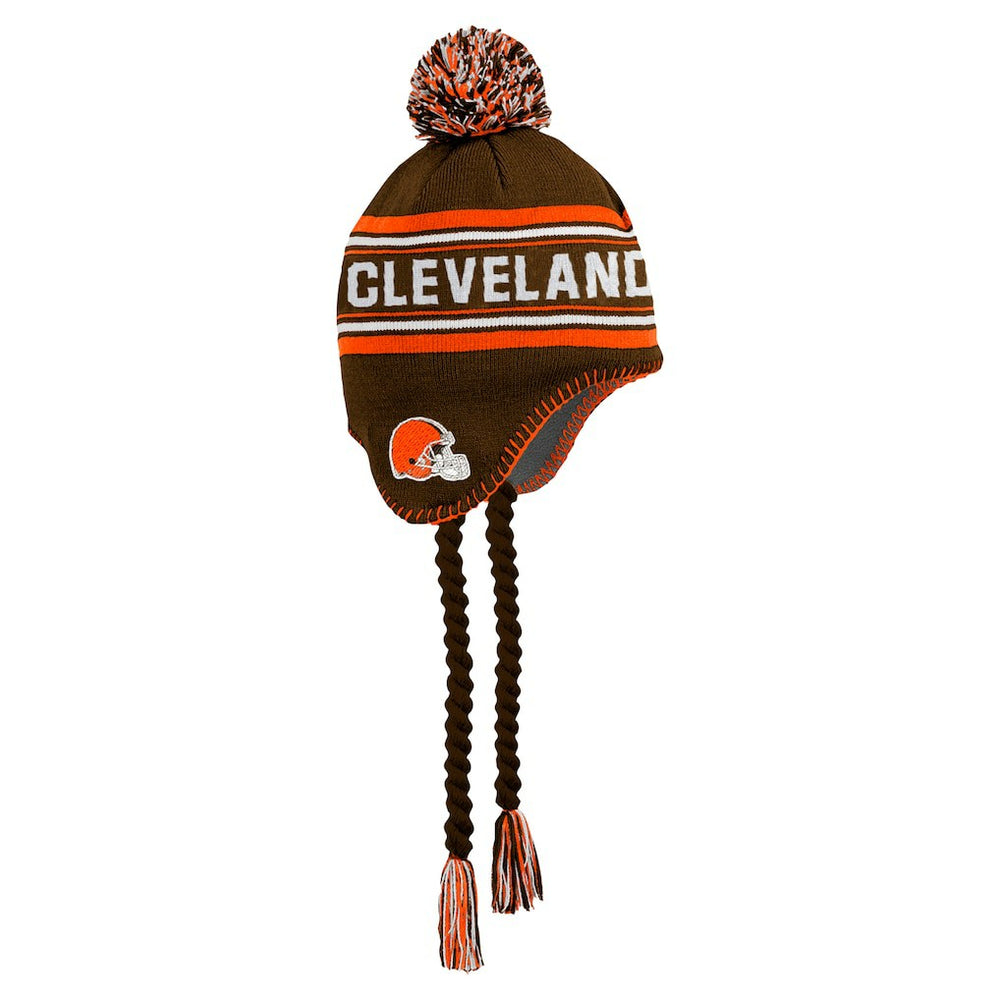 Cleveland Browns Youth Jacquard Tassel Knit Hat with Pom Brown