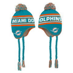 Miami Dolphins Preschool Jacquard Tassel Knit Hat with Pom Aqua