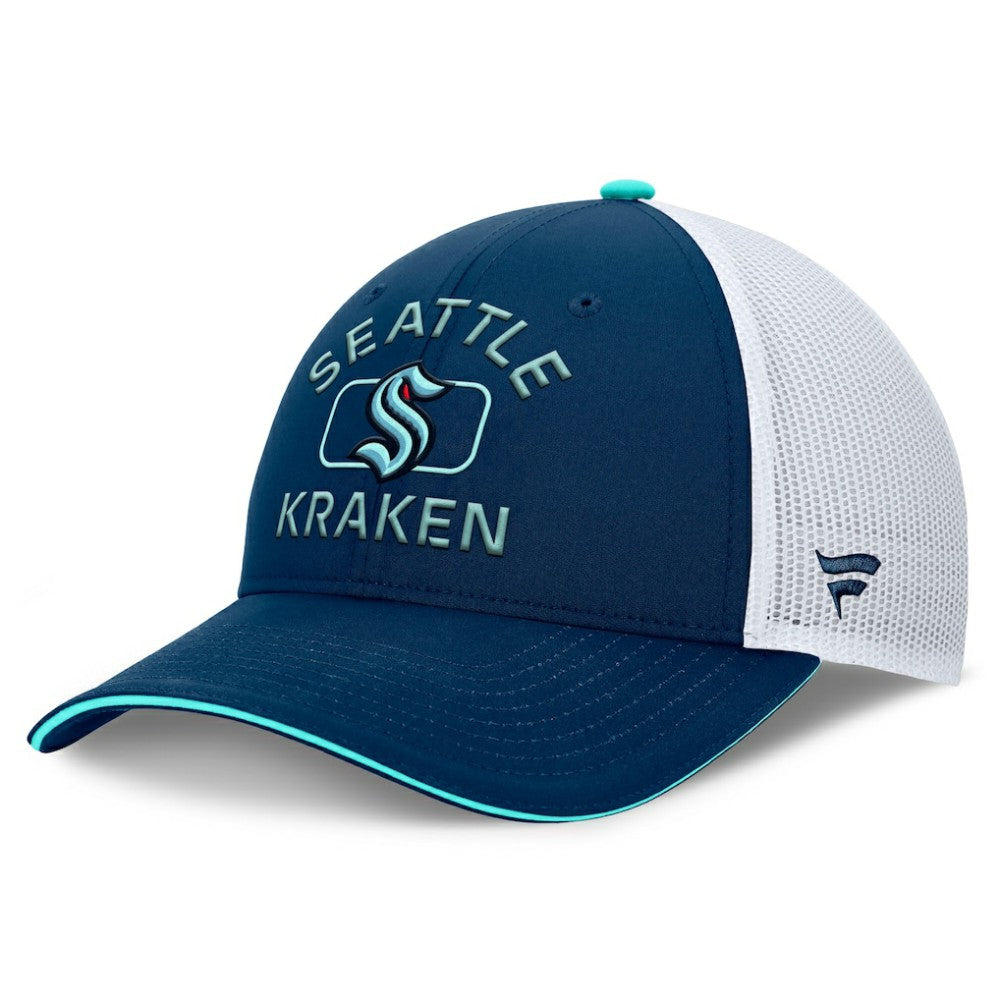 Seattle Kraken Fanatics Authentic Pro Rink Trucker Hat - Deep Sea Blue/White - NHL 200897647