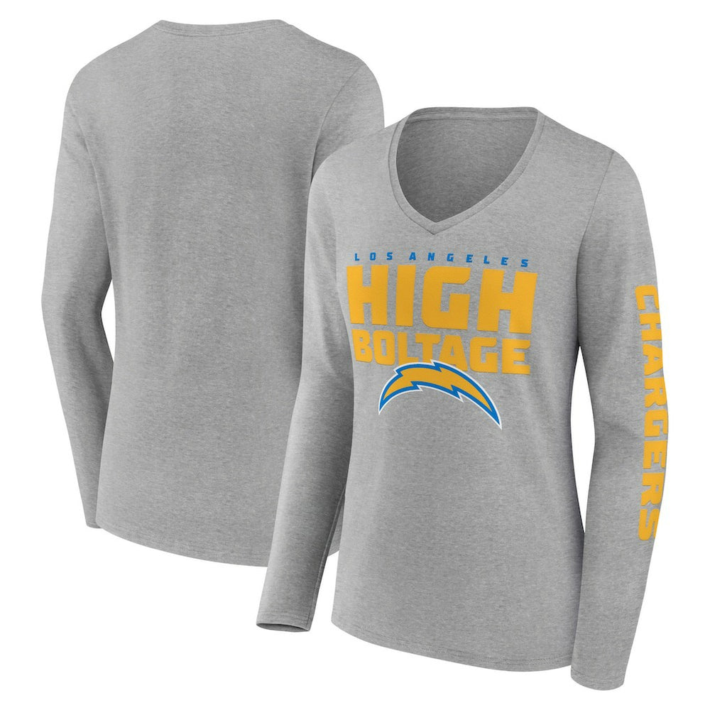 Fanatics Los Angeles Chargers Hometown Sweep Long Sleeve V-Neck T-Shirt Heather Gray