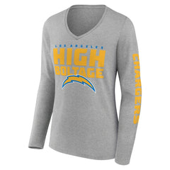 Fanatics Los Angeles Chargers Hometown Sweep Long Sleeve V-Neck T-Shirt Heather Gray