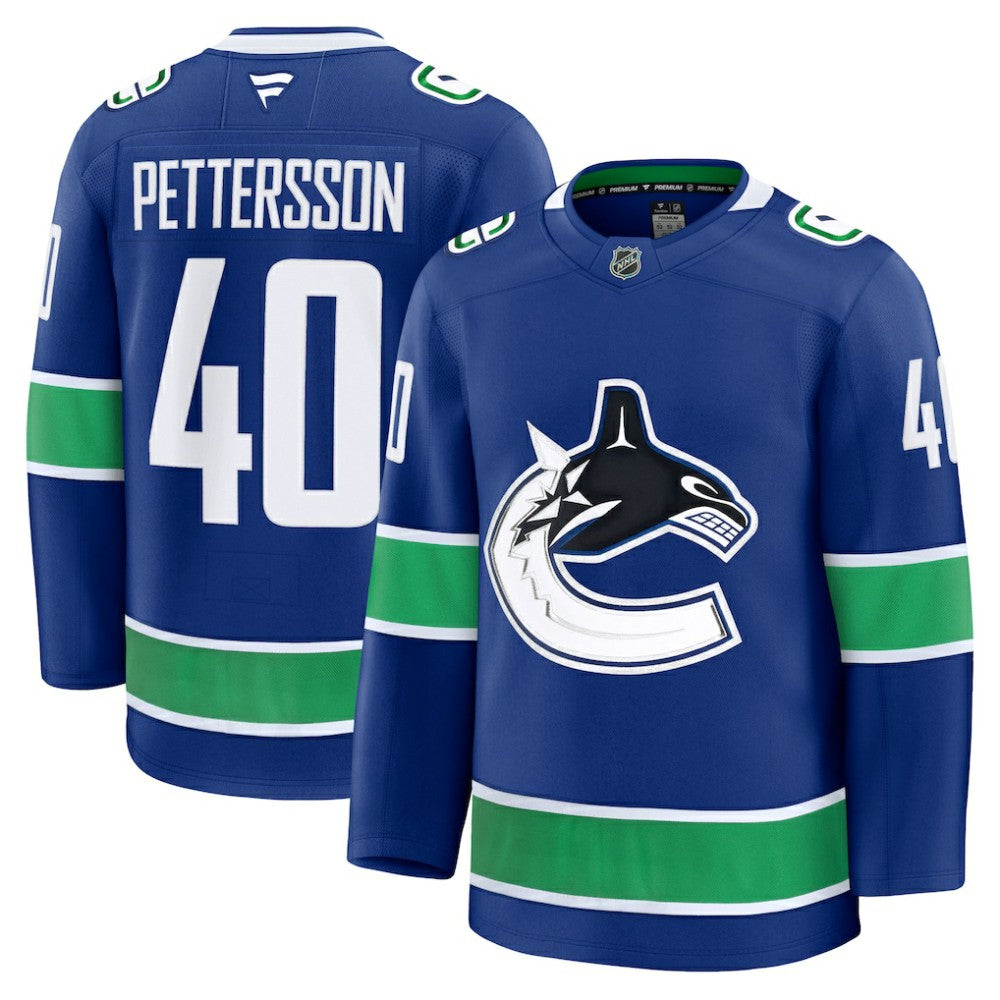 Elias Pettersson Vancouver Canucks Fanatics Home Premium Jersey - Blue - NHL 200899257