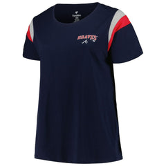 Atlanta Braves Profile Women's Plus Size Scoop Neck T-Shirt - Navy - MLB on Sale