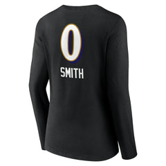 Roquan Smith Baltimore Ravens Women's Team Wordmark Player Name & Number Long Sleeve V-Neck T-Shirt Black