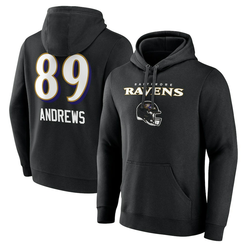 Mark Andrews Baltimore Ravens Team Wordmark Player Name & Number Pullover Hoodie Black