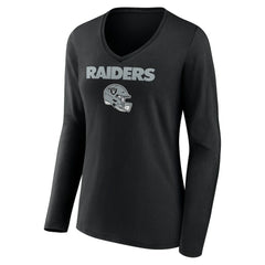 Tyree Wilson Las Vegas Raiders Women's Team Wordmark Player Name & Number Long Sleeve V-Neck T-Shirt Black