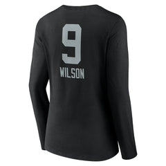 Tyree Wilson Las Vegas Raiders Women's Team Wordmark Player Name & Number Long Sleeve V-Neck T-Shirt Black