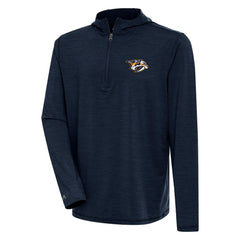 Nashville Predators Antigua Tidy Quarter-Zip Pullover Hoodie - Heather Navy - NHL 200939389