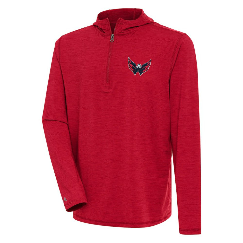 Washington Capitals Antigua Tidy Quarter-Zip Pullover Hoodie - Heather Red - NHL 200939398
