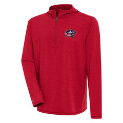 Columbus Blue Jackets Antigua Tidy Quarter-Zip Pullover Hoodie - Heather Red - NHL 200939411