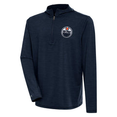 Edmonton Oilers Antigua Tidy Quarter-Zip Pullover Hoodie - Heather Navy - NHL 200939417