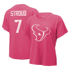 C.J. Stroud Houston Texans Majestic Threads Women's Name & Number T-Shirt Pink