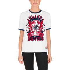 Atlanta Braves New Era Women's Oversized Ringer T-Shirt - White - New Era Discount
